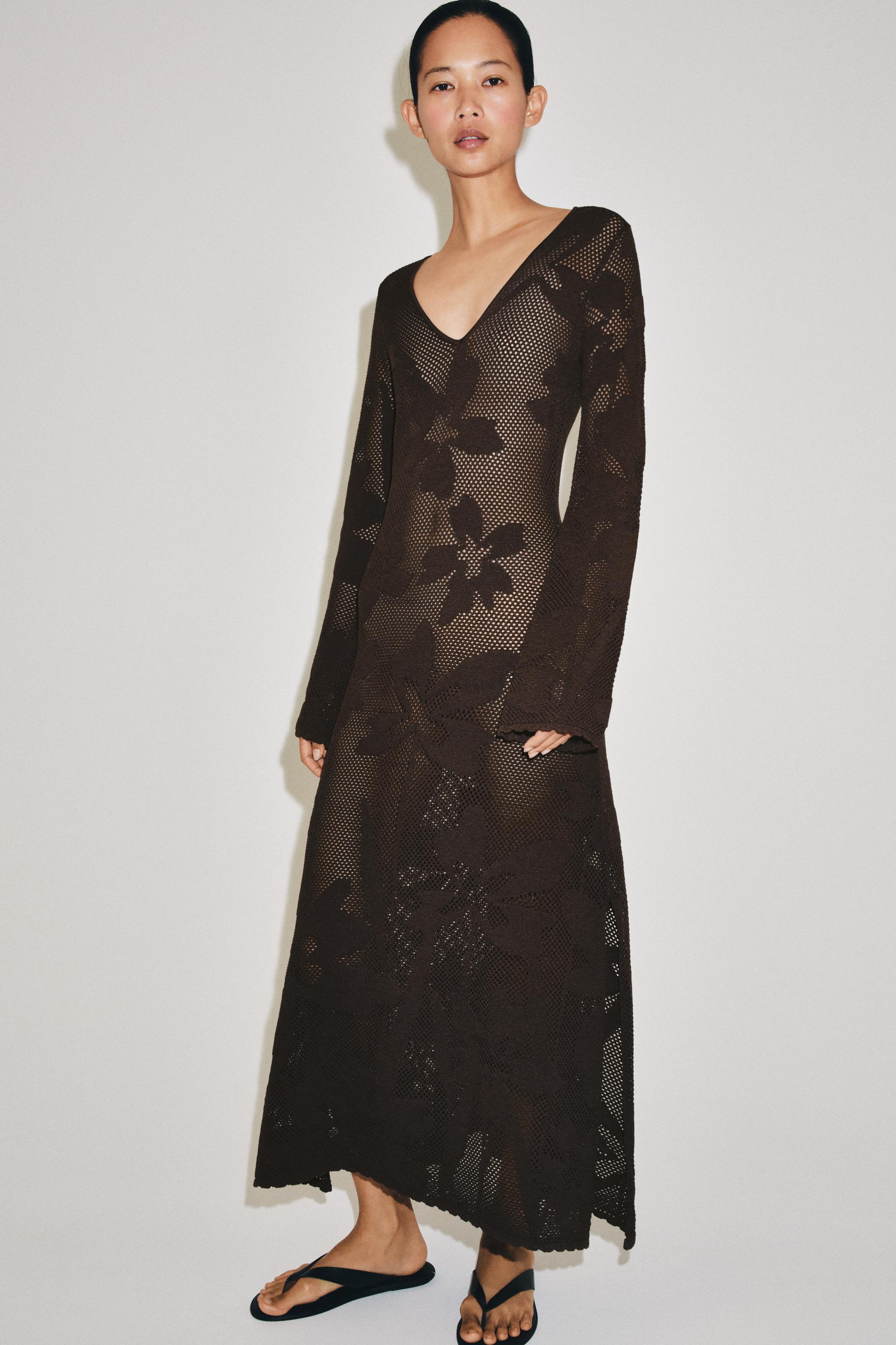 zara long black dress MAXI European and American style foreign trade womens clothing new 2025 fashion satin texture long dress Women's Long Sleeve Dresses |